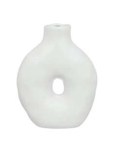   Декоративна керамична ваза с модерна форма, Бяла 15х7х20 см