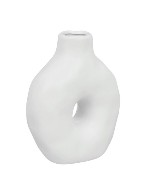 Декоративна керамична ваза с модерна форма, Бяла 15х7х20 см