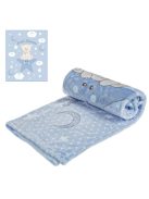 Бебешко поларено одеяло Мече, 90x80 cm, Синьо