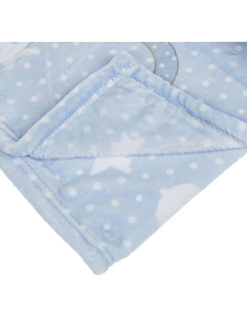 Бебешко поларено одеяло Мече, 90x80 cm, Синьо