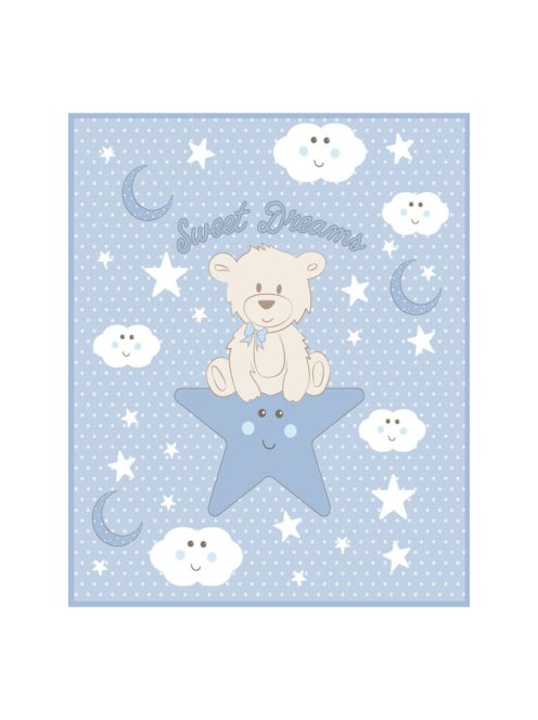Бебешко поларено одеяло Мече, 90x80 cm, Синьо