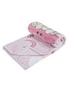 Бебешко поларено одеяло Мече, 90x80 cm, Розово