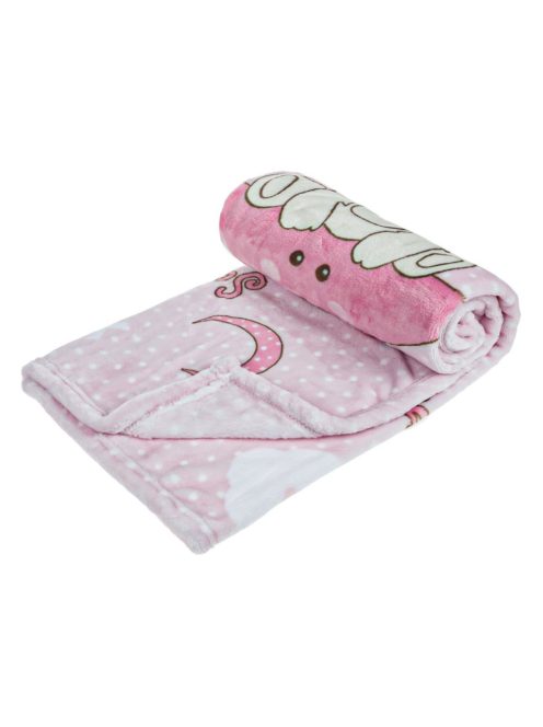 Бебешко поларено одеяло Мече, 90x80 cm, Розово