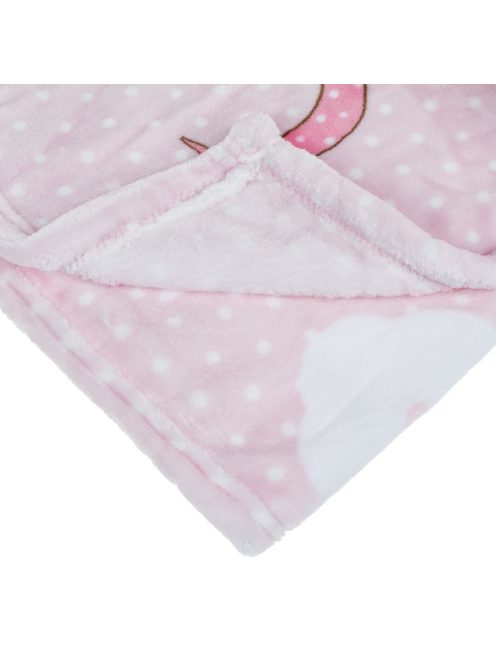 Бебешко поларено одеяло Мече, 90x80 cm, Розово