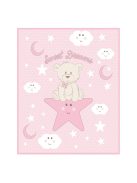 Бебешко поларено одеяло Мече, 90x80 cm, Розово