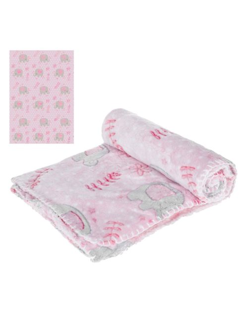 Бебешко поларено одеяло Слонче, 100x80 cm, Розово