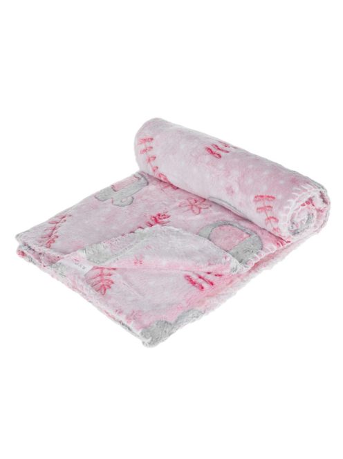 Бебешко поларено одеяло Слонче, 100x80 cm, Розово