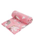 Детско поларено одеяло - фосфорециращо Unicorn Rainbow, 140x100cm, Розов