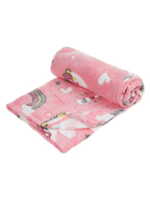 Детско поларено одеяло - фосфорециращо Unicorn Rainbow, 140x100cm, Розов