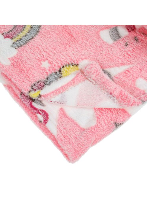 Детско поларено одеяло - фосфорециращо Unicorn Rainbow, 140x100cm, Розов