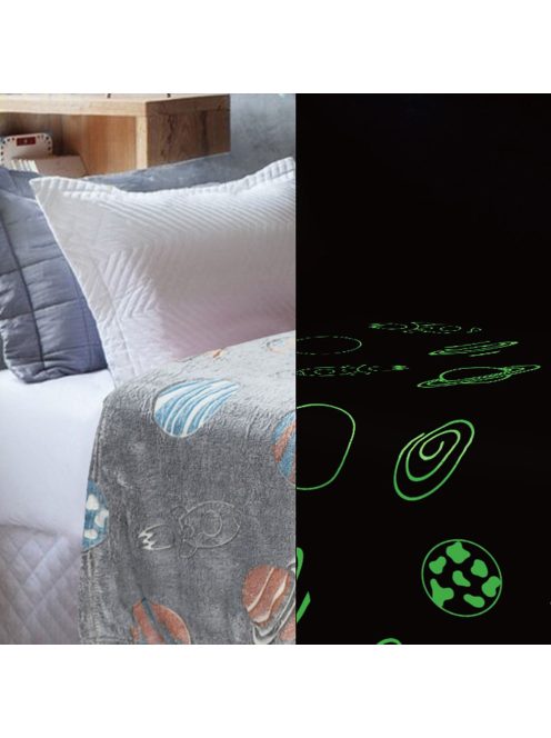 Детско поларено одеяло - фосфорециращо Planet Universe, 140x100cm, Сив