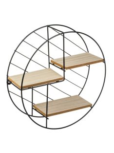   Комплект декоративен рафт за стена, Форма Кръг, Метал и дърво, 30 х 9 cm