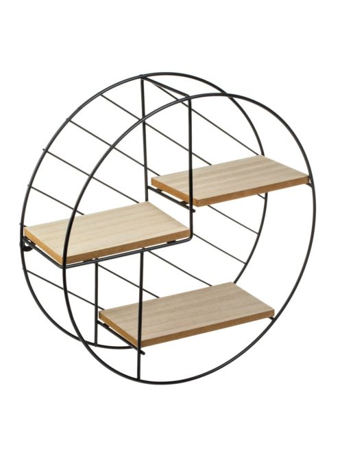 Комплект декоративен рафт за стена, Форма Кръг, Метал и дърво, 30 х 9 cm