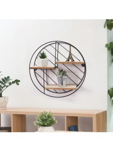   Комплект декоративен рафт за стена, Форма Кръг, Метал и дърво, 30 х 9 cm