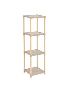   Универсална етажерка на 4 нива, Дървена с пластмасови рафтове, 100x25x26 cm