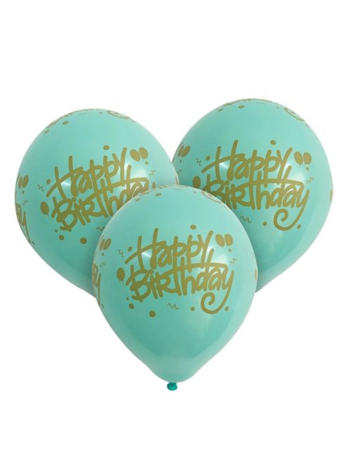 Комплект балони (20ч) Happy Birthday, Латекс златни надписи, Party balloon set, 23 cm