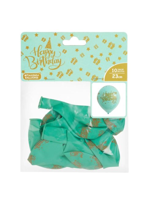 Комплект балони (20ч) Happy Birthday, Латекс златни надписи, Party balloon set, 23 cm