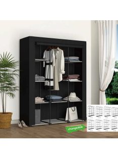   Гардероб за дрехи от плат и отделение с рафтове и метална рамка, 131x46x169 см.