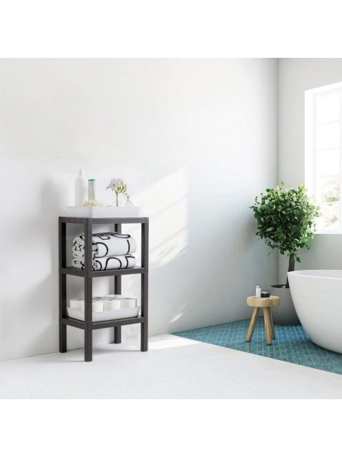 Универсална етажерка на 3 нива, Пластмасова с имитация на дърво, До 60 кг., 38x29x73.5 см