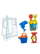 Детски плажен комплект: Раничка с формичка ДЕЛФИН и 5 аксесоара, Океан