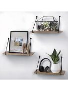 Универсален рафт за стена, Форма триъгълна, Метал и дърво, 40 x 15 x 20 cm