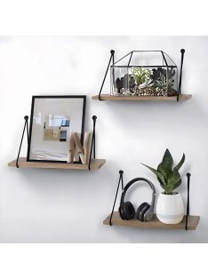   Универсален рафт за стена, Форма триъгълна, Метал и дърво, 40 x 15 x 20 cm