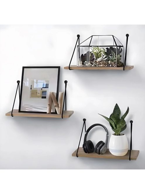 Универсален рафт за стена, Форма триъгълна, Метал и дърво, 40 x 15 x 20 cm