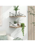 Универсален рафт за стена, Форма триъгълна, Метал и дърво, 40 x 15 x 20 cm