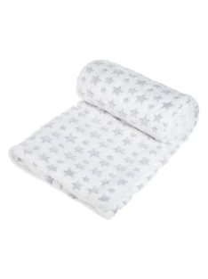   Детско поларено одеяло Grey White Stars, 140x100cm, Бяло
