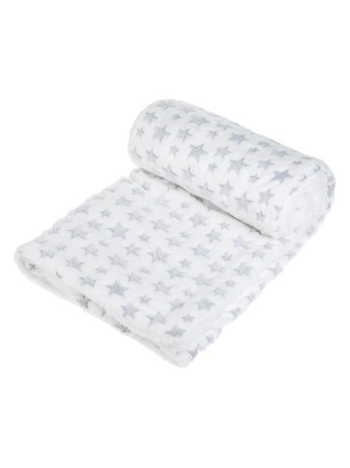 Детско поларено одеяло Grey White Stars, 140x100cm, Бяло