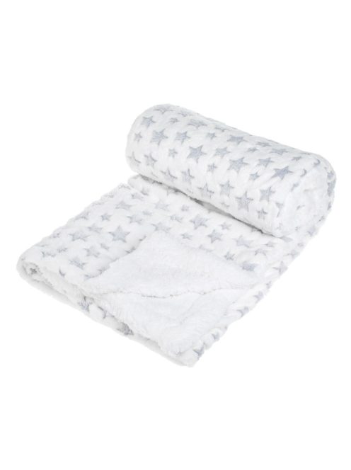 Детско поларено одеяло Grey White Stars, 140x100cm, Бяло