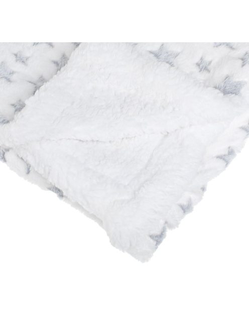 Детско поларено одеяло Grey White Stars, 140x100cm, Бяло