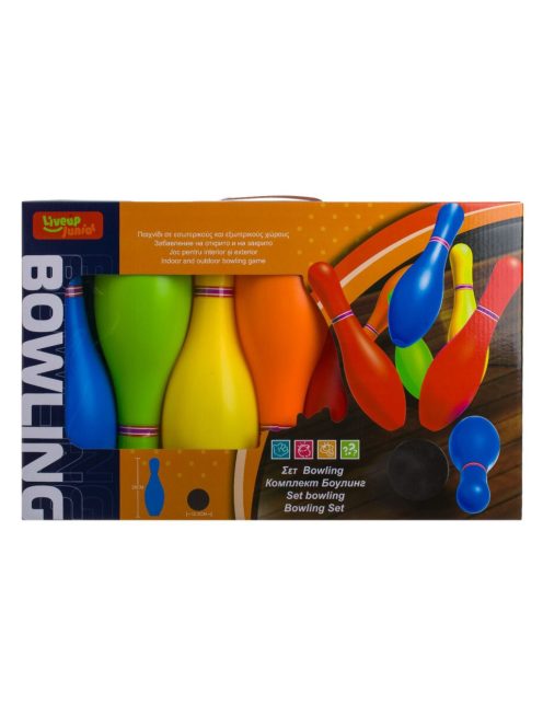 Детска игра БОУЛИНГ с 6 кегли (29cm) и 2 топка (12,5cm), 47x15.5x30 cm
