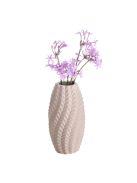 Декоративна керамична ваза, бежова с релефни вълнообразни шарки, 7.8x15.2cm