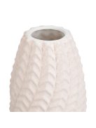 Декоративна керамична ваза, бежова с релефни вълнообразни шарки, 7.8x15.2cm
