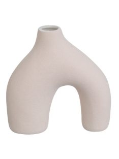   Декоративна керамична ваза, мини с форма U, бежава 10x4x10.2 см.