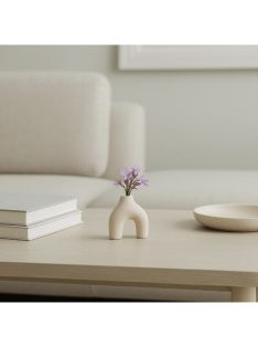   Декоративна керамична ваза, мини с форма U, бежава 10x4x10.2 см.