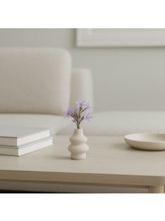   Декоративна керамична ваза, мини с форма - 3 пръстена, Бежава 6,7x10 см.