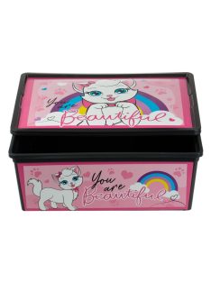   Кутия за съхранение с капак Коте Мари, Пластмасова, 37x26x14 cm