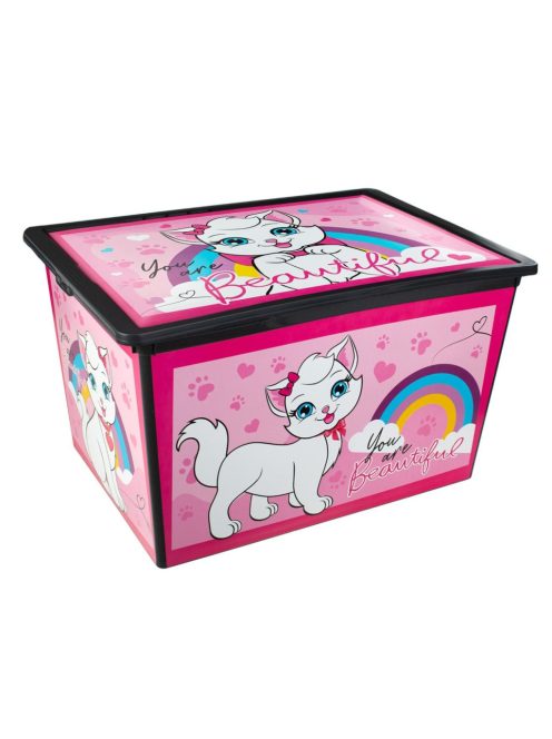 Кутия за съхранение с капак Коте Мари, Пластмасова, 52.5x37x31cm