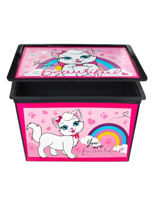 Кутия за съхранение с капак Коте Мари, Пластмасова, 52.5x37x31cm