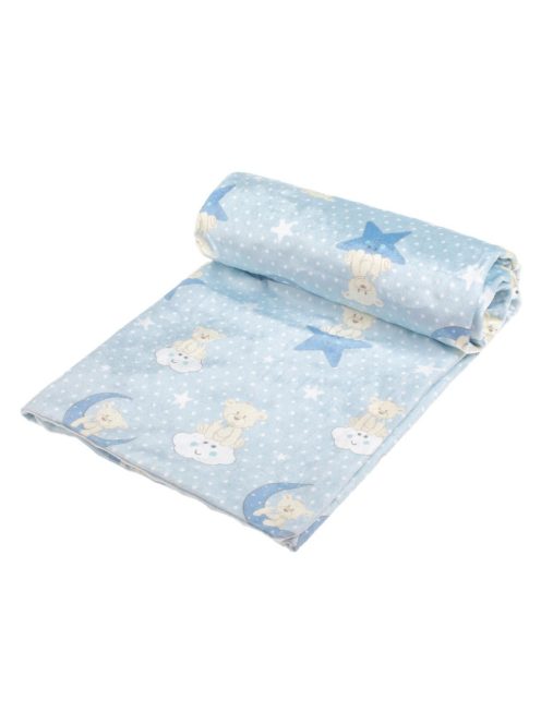 Бебешко поларено одеяло Мече, Двулицево 90x80 cm, Син