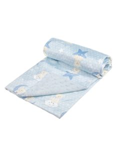   Бебешко поларено одеяло Мече, Двулицево 90x80 cm, Син