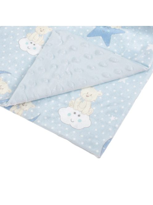 Бебешко поларено одеяло Мече, Двулицево 90x80 cm, Син