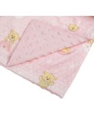 Бебешко поларено одеяло Мече, Двулицево 90x80 cm, Розово