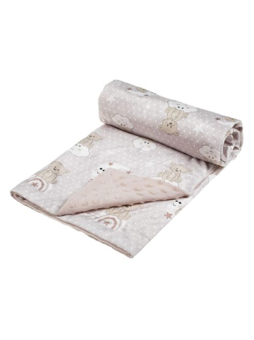 Бебешко поларено одеяло Мече, Двулицево 90x80 cm, Екрю