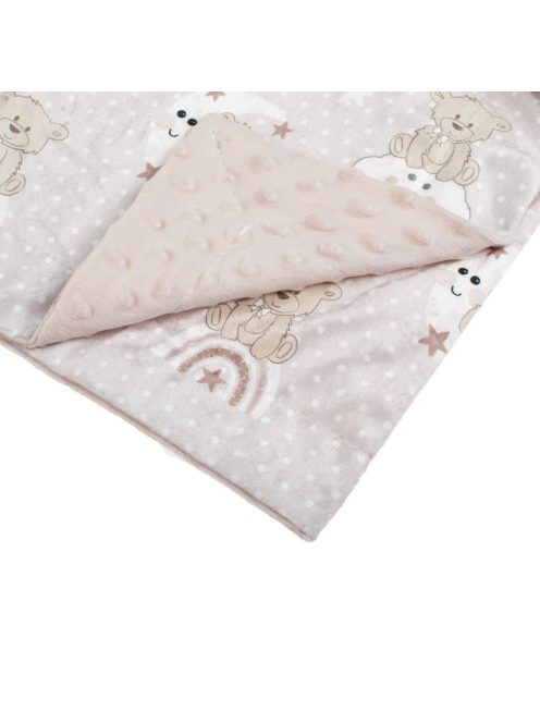 Бебешко поларено одеяло Мече, Двулицево 90x80 cm, Екрю