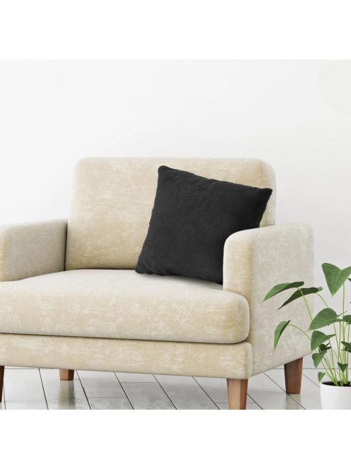 Декоративна калъфка за възглавница 50 x 50 см, Зимна с имитация на заешка козина, Черен