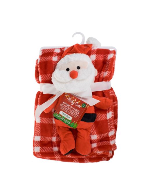 Детско одеяло Коледа 75 х 100 см. с плюшена играчка Дядо Коледа, Christmass blanket & toy