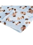 Бебешко поларено одеяло Куче с плюшена играчка, Двулицево 100x75 cm, Син